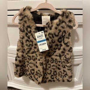 Leopard Print Faux Fur Vest 24M NWT